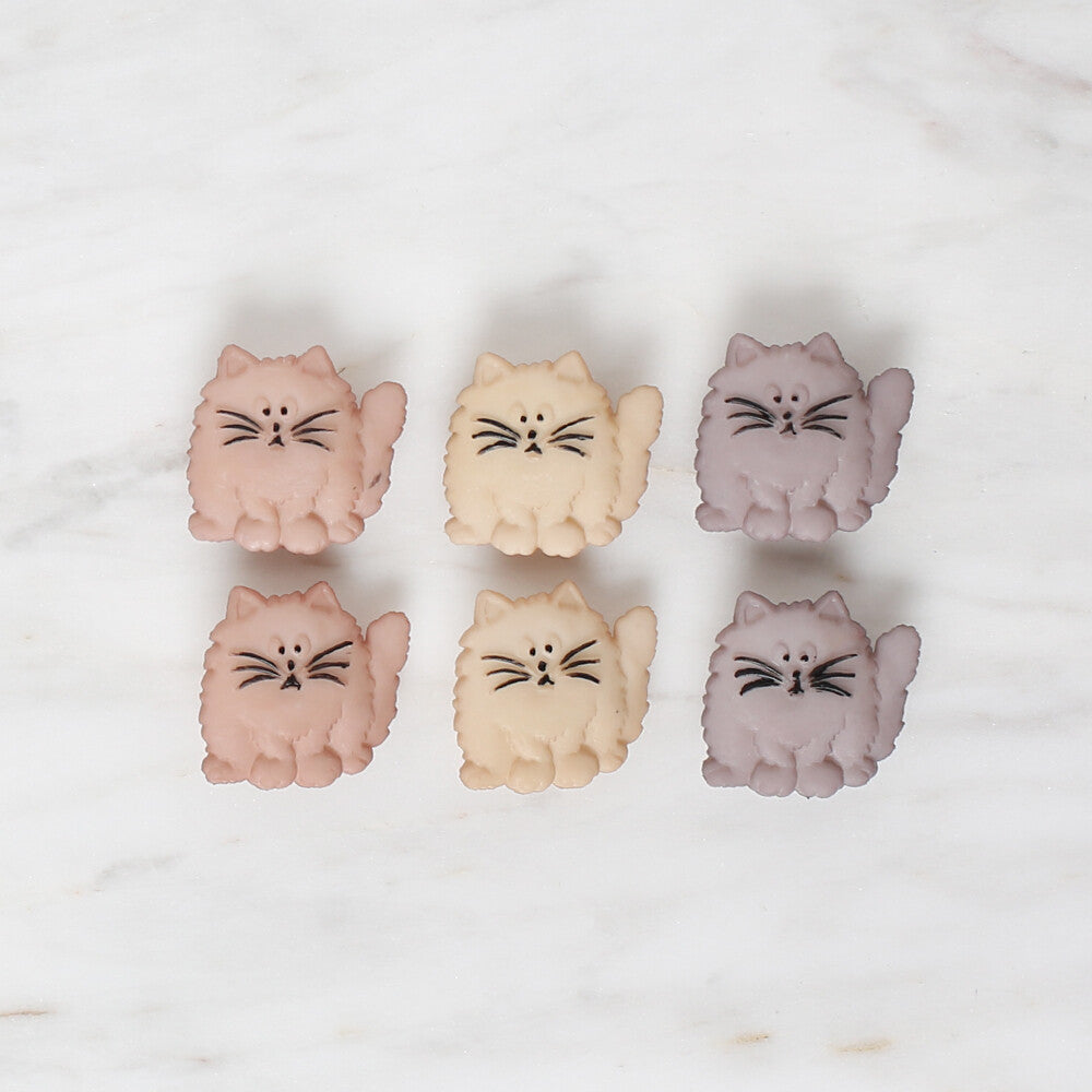 Dress It Up Karışık Renk Kedili Dekoratif Düğme - 5830